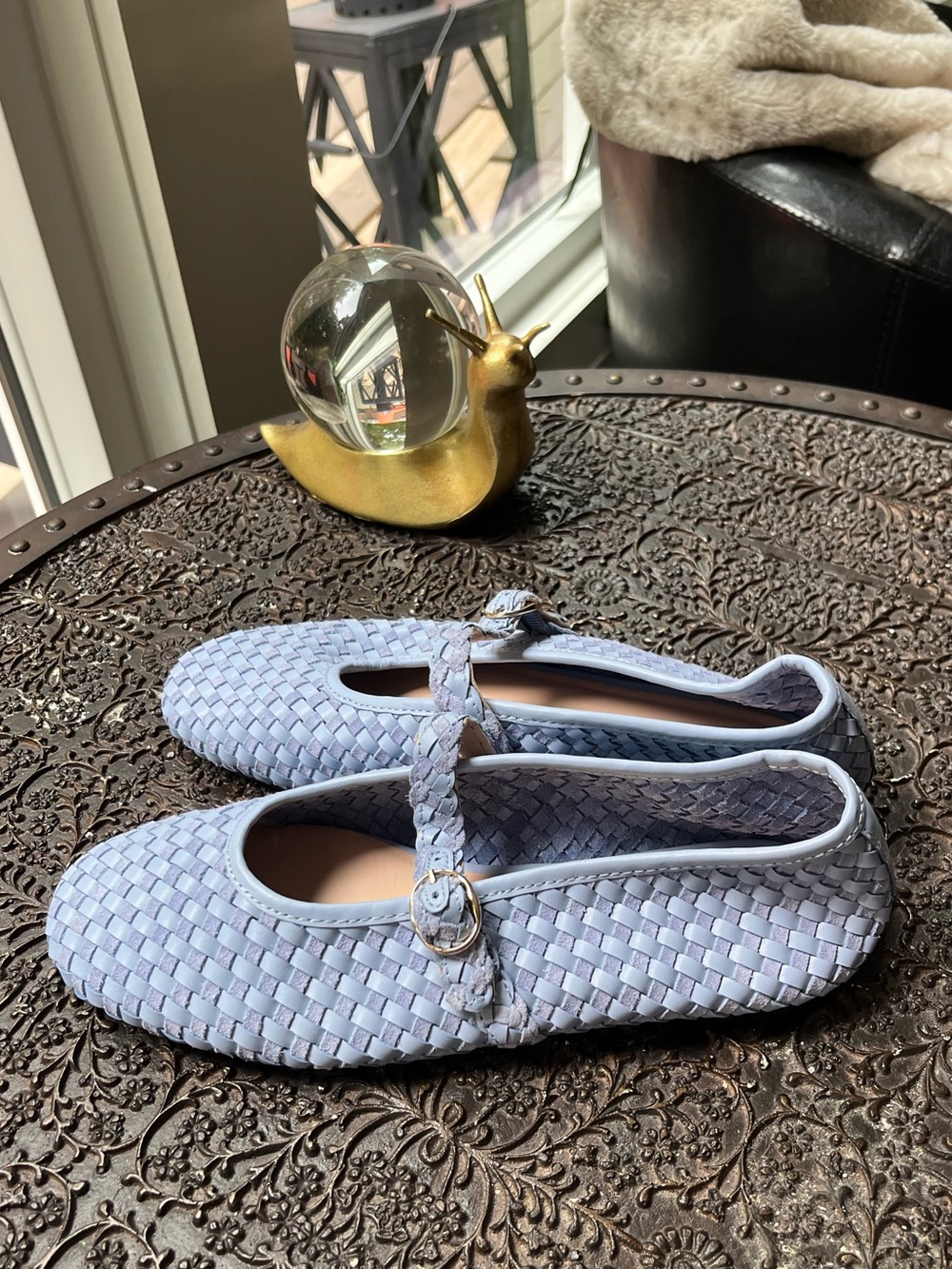 J CREW WOVEN LEATHER AND SUEDE BALLET MARY JANE FLATS WATERCOLOR
BLUE 7 - Picture 4 of 8